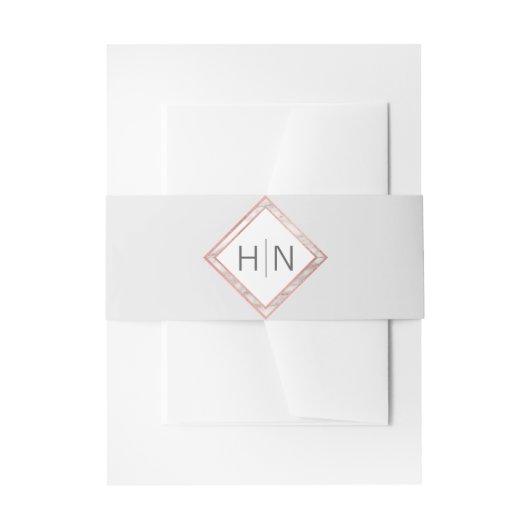 Speciaal Monogram Roos Gold Marble Wedding Uitnodigingen Wikkel (Voorkant Voorbeeld)