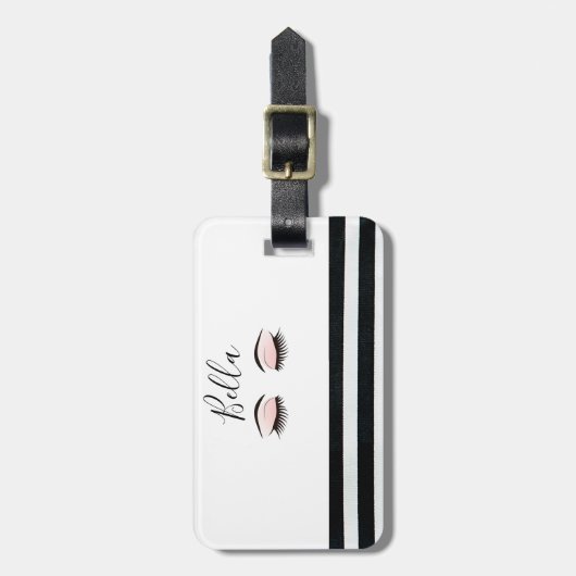 Speciaal mooie, langwerpige zwarte Eyelashes Strip Bagagelabel (Voorkant verticaal)