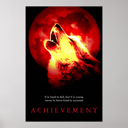 Speciaal Motivatie Poster Wolf & Red Fullmoon (Voorkant)