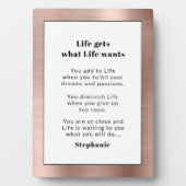 Speciaal Motivatie Roos Gold Borhed Metal Fotoplaat (voorkant)