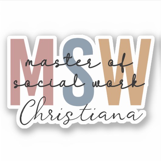 Speciaal MSW Master of Social Work Retro Sticker (Voorkant)