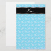 Speciaal naamblauw schedelpatroon briefpapier (Voorkant / Achterkant)