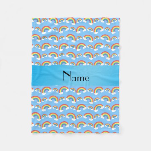 Speciaal naampastelblauw regenbogen patroon fleece deken (Voorkant)