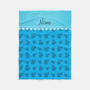 Speciaal naampatroon blauwe eekhoorn fleece deken