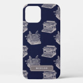 Speciaal naampatroon Blauwe  schrijfmachine Case-Mate iPhone Case (Achterkant)