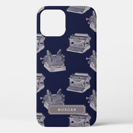 Speciaal naampatroon Blauwe schrijfmachine Case-Mate iPhone Case (Achterkant)