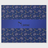 Speciaal naampatroon navy blue hockey cadeaupapier (Vlak)