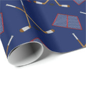 Speciaal naampatroon navy blue hockey cadeaupapier (Rol Hoek)