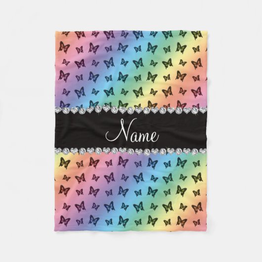 Speciaal naampatroon regenboogvlinder fleece deken (Voorkant)