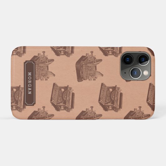 Speciaal naampatroon schrijfmachine bruin Case-Mate iPhone case (Achterkant (horizontaal))