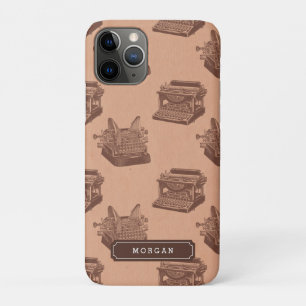 Speciaal naampatroon  schrijfmachine bruin Case-Mate iPhone case