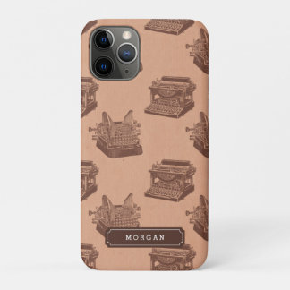 Speciaal naampatroon schrijfmachine bruin Case-Mate iPhone case