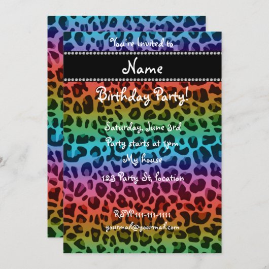 Speciaal naampatroon van regenboogluipaard kaart (Voorkant / Achterkant)