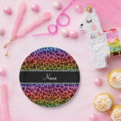 Speciaal naampatroon van regenboogluipaard papieren bordje (Feest)