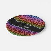 Speciaal naampatroon van regenboogluipaard papieren bordje (Gekanteld)