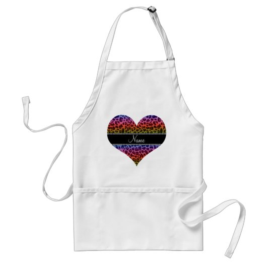 Speciaal naampatroon van regenboogluipaard standaard schort (Voorkant)