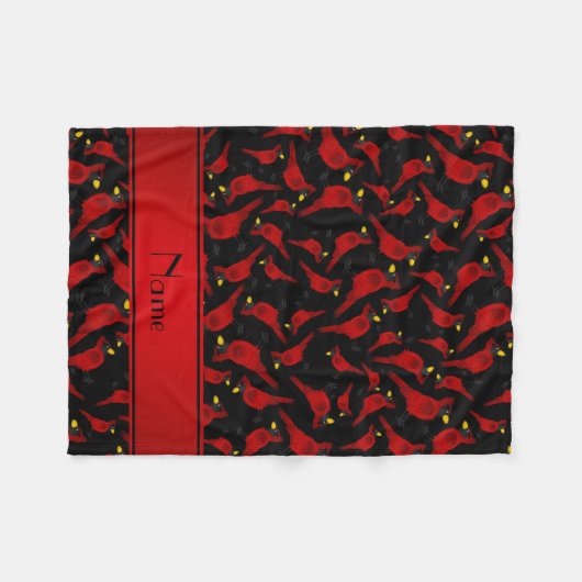 Speciaal naampatroon zwarte kardinalen fleece deken (Voorkant (Horizontaal))