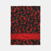 Speciaal naampatroon zwarte kardinalen fleece deken (Voorkant)