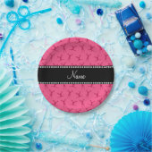 Speciaal naamroze cheerleader-patroon papieren bordje (Feest)