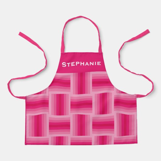 Speciaal naamroze en warm roze ontwerp schort (Voorkant)