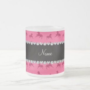 Speciaal naamroze paardenpatroon matglas koffiemok