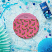 Speciaal naamroze platypuspatroon papieren bordje (Feest)