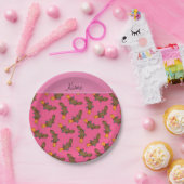 Speciaal naamroze platypuspatroon papieren bordje (Feest)