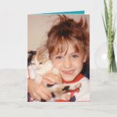 Speciaal nichtje turquoise perzik foto verjaardag kaart (Voorkant)