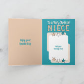 Speciaal nichtje turquoise perzik foto verjaardag kaart (Binnen)