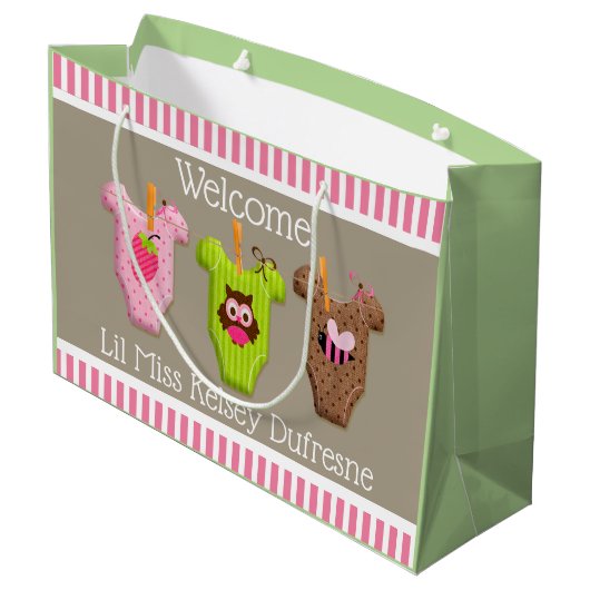 Speciaal nieuw babymeisje groot cadeauzakje (Achterkant Gekanteld)