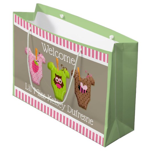 Speciaal nieuw babymeisje groot cadeauzakje (Voorkant Gekanteld)