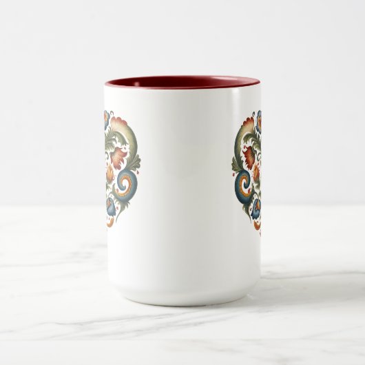 Speciaal Noors Rosemaling Folk Art Heart Mok (Midden)