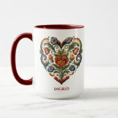 Speciaal Noors Rosemaling Folk Art Heart Mok (Links)