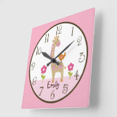 Speciaal Oerwoud Jill Giraffe Nursery Clock Vierkante Klok (Hoek)