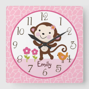 Speciaal Oerwoud Jill Monkey Nursery Clock Vierkante Klok