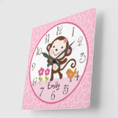 Speciaal Oerwoud Jill Monkey Nursery Clock Vierkante Klok (Hoek)