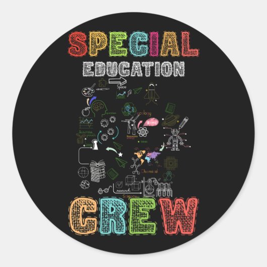 Speciaal onderwijs Crew Teacher Wetenschap Chemie  Ronde Sticker (Voorkant)