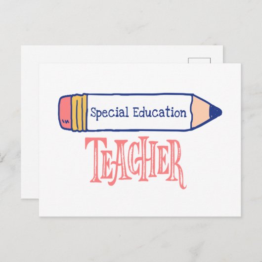 Speciaal Onderwijs Leraar Potlood Ontwerp Briefkaart (Voorkant / Achterkant)