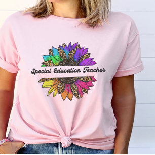 Speciaal onderwijs leraar regenboog zonnebloem t-shirt