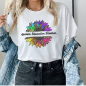 Speciaal onderwijs leraar regenboog zonnebloem t-shirt