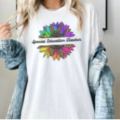 Speciaal onderwijs leraar regenboog zonnebloem t-shirt