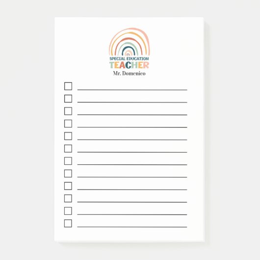Speciaal onderwijs leraar retro kleuren boho rainb post-it® notes (Voorkant)
