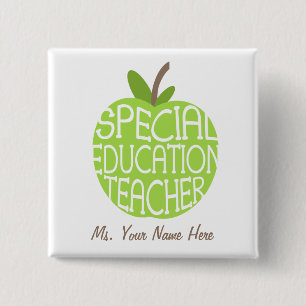 Speciaal onderwijzend leraar Groene Apple-Button Vierkante Button 5,1 Cm