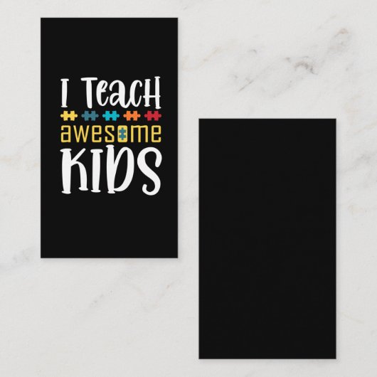 Speciaal onderwijzend leraar Puzzle Autisme Awaren Visitekaartje (Voorkant / Achterkant)