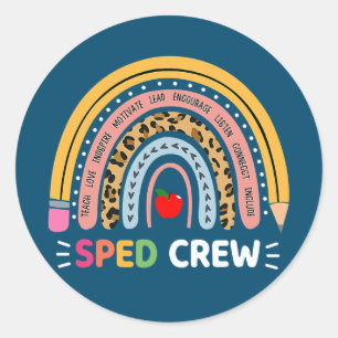 Speciaal onderwijzend leraar Sped Crew Boho Rainbo Ronde Sticker