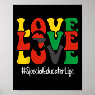 Speciaal Onderwijzer Love Groovy Vrouwen Zwarte Ge Poster