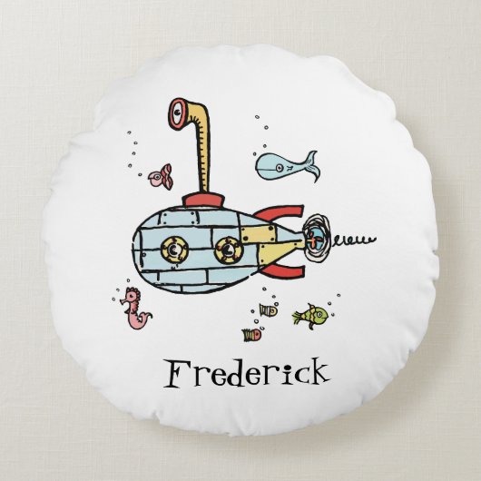 Speciaal onderzeeër Rood met vlekken Rond Kussen (Voorkant)