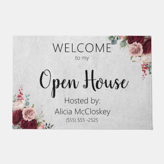 Speciaal onroerend goed Agent Open House Floral Deurmat (Voorkant)