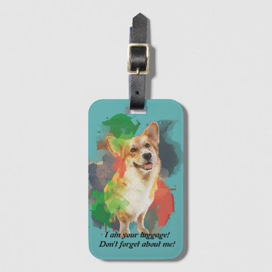 Speciaal ontwerp " Corgi". Bagagelabel (Voorkant (verticaal))