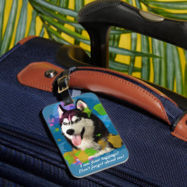 Speciaal ontwerp "Cute Husky". Bagagelabel
